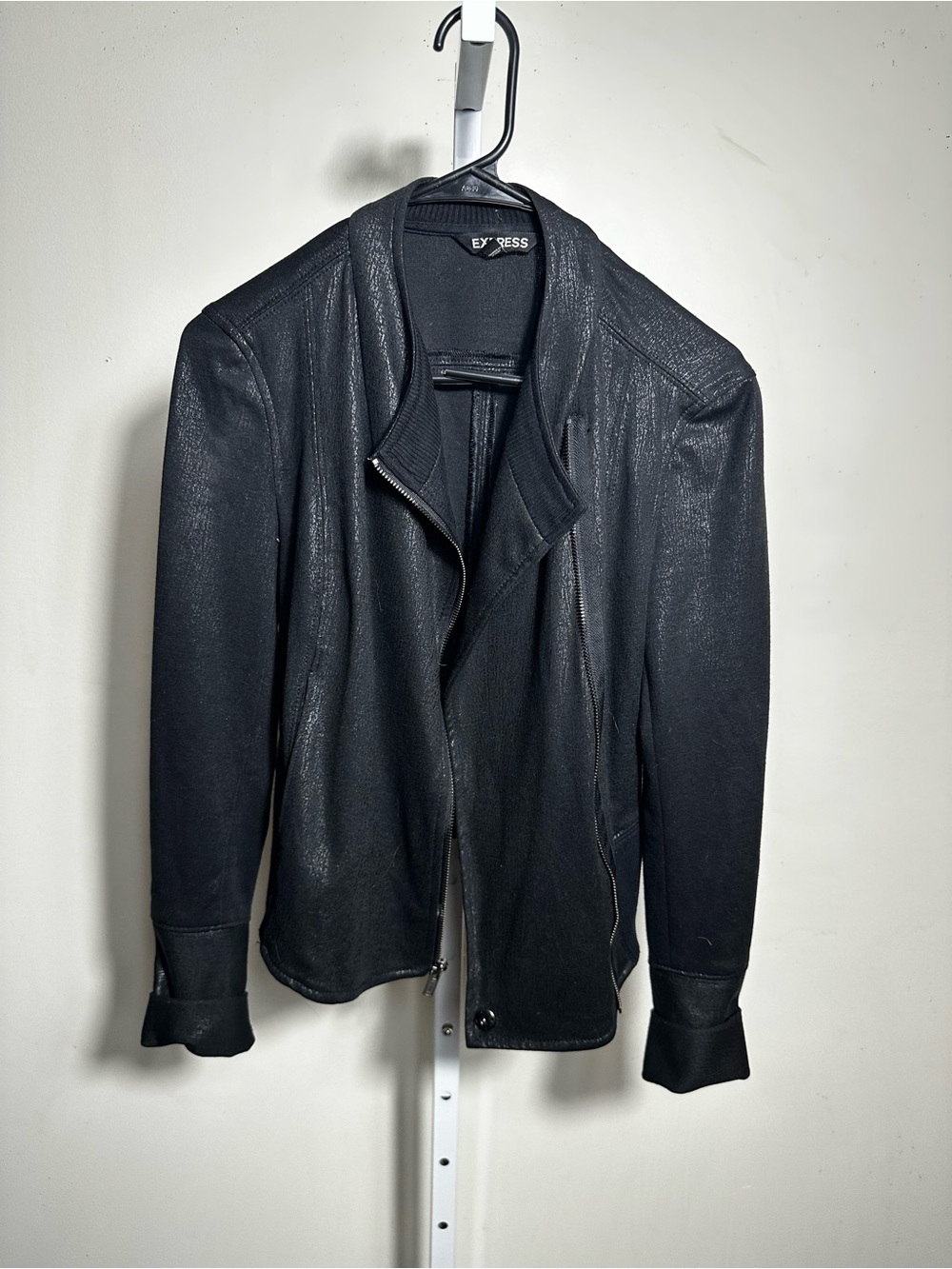 P261. Express Black Women’s  Moto-Style Jacket with Asymmetrical Zip small